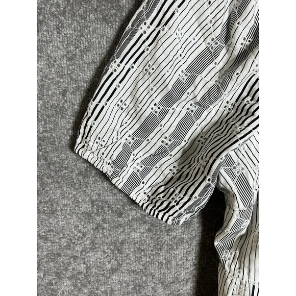 Lane Bryant Square Neck Eyelet Peplum Hem Top Womens Size 18‎ Black White Lined - Picture 3 of 9